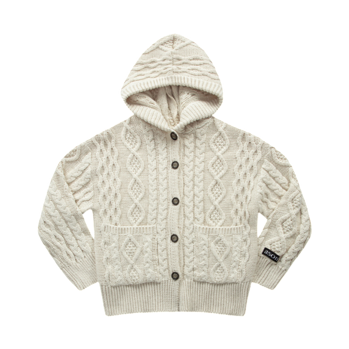 P0000CRA (W) Ason Elo Twisted Hoodie Cardigan Ivory