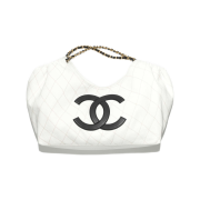 Chanel Small Tote Denim Calfskin & Gold White Black