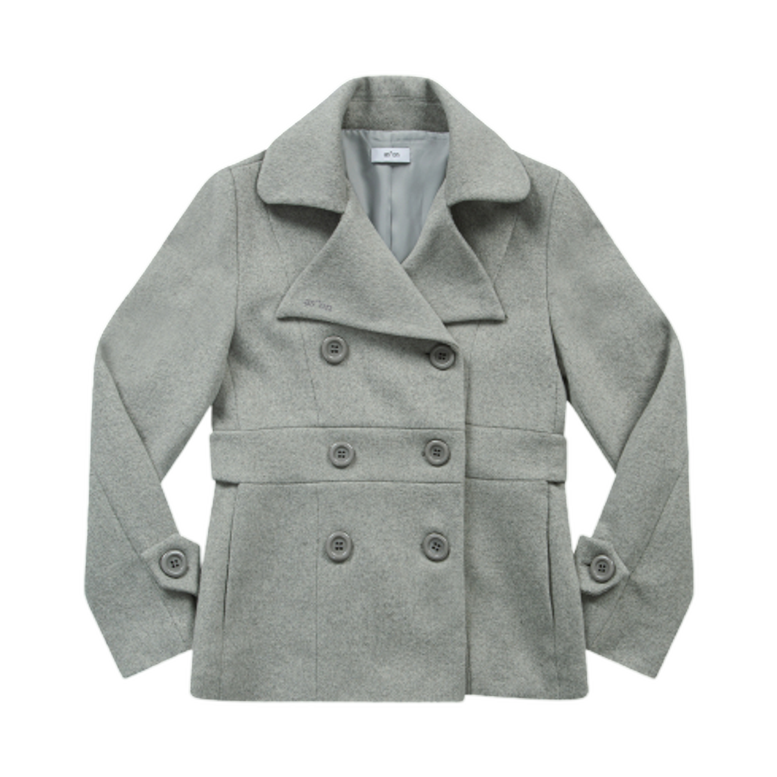 (W) 애즈온 포이 버튼 숏 코트 그레이((W) Ason Foy Button Short Coat Gray)