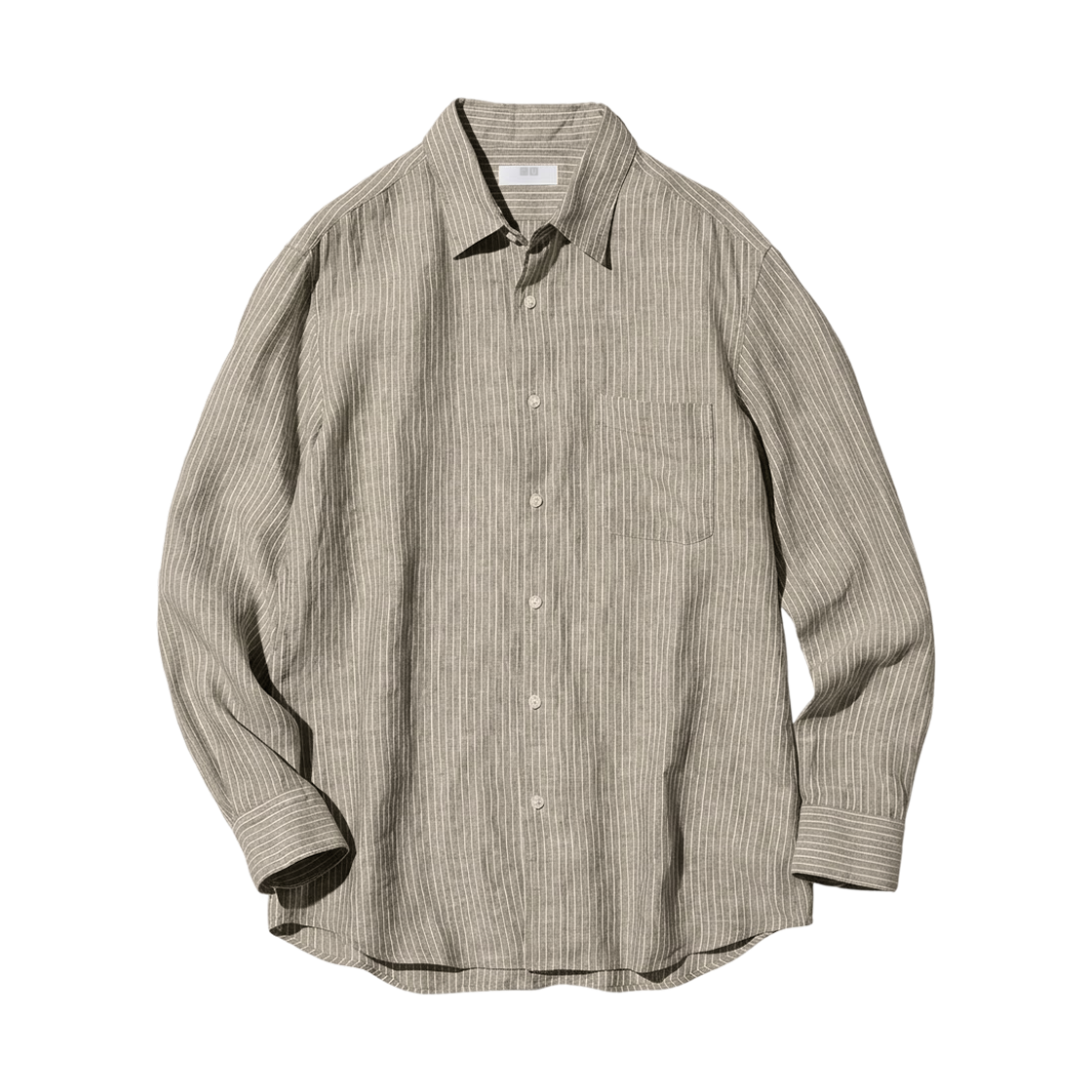 482434-37 Uniqlo Premium Linen Striped Shirt Brown