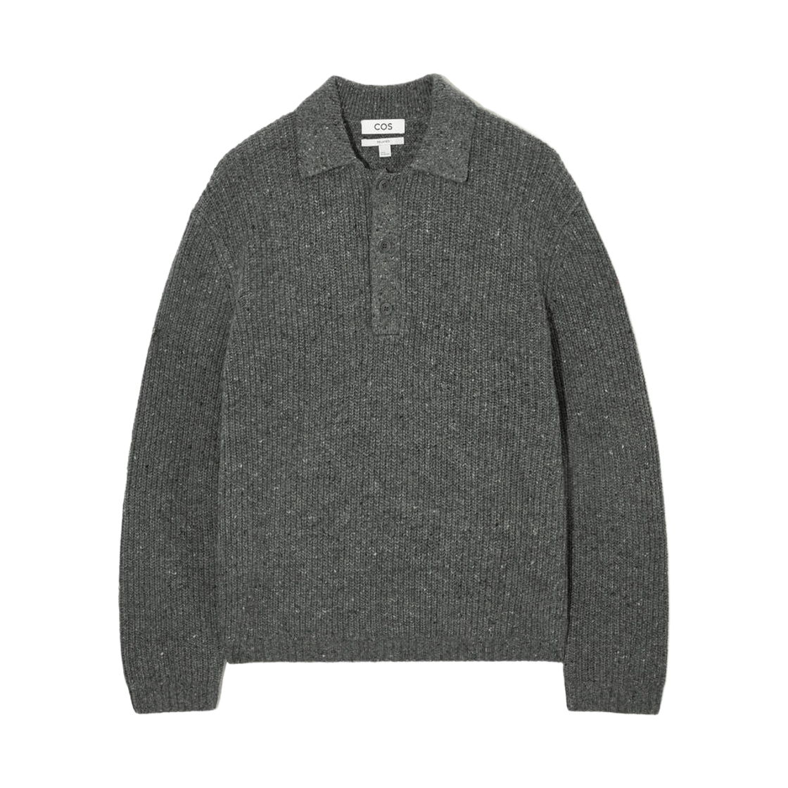 코스 릴랙스드 핏 울 캐시미어 폴로 셔츠 다크 그레이 멜란지(COS Relaxed Fit Wool Cashmere Polo Shirt Dark Gray Melange)