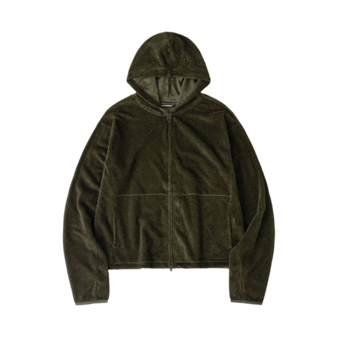 해칭룸 퍼지 메쉬 후드 카키(Hatchingroom Fuzzy Mesh Hoodie Khaki) - 1
