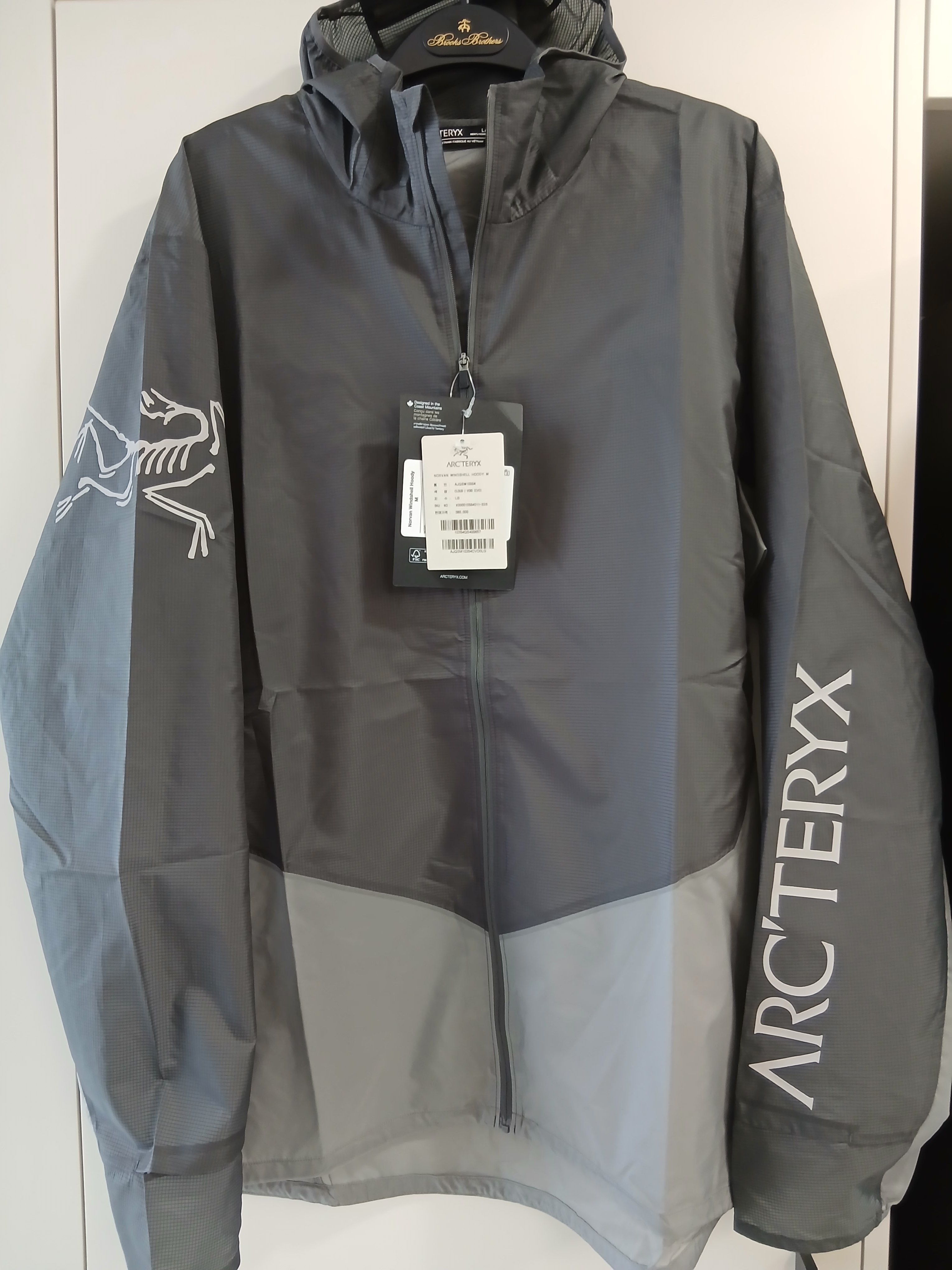 Arc'teryx Norvan Windshell Hoody Cloud Void 착용 스타일 - 1