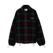 Miu Miu Check Teddy Zipper Jacket Blue Green