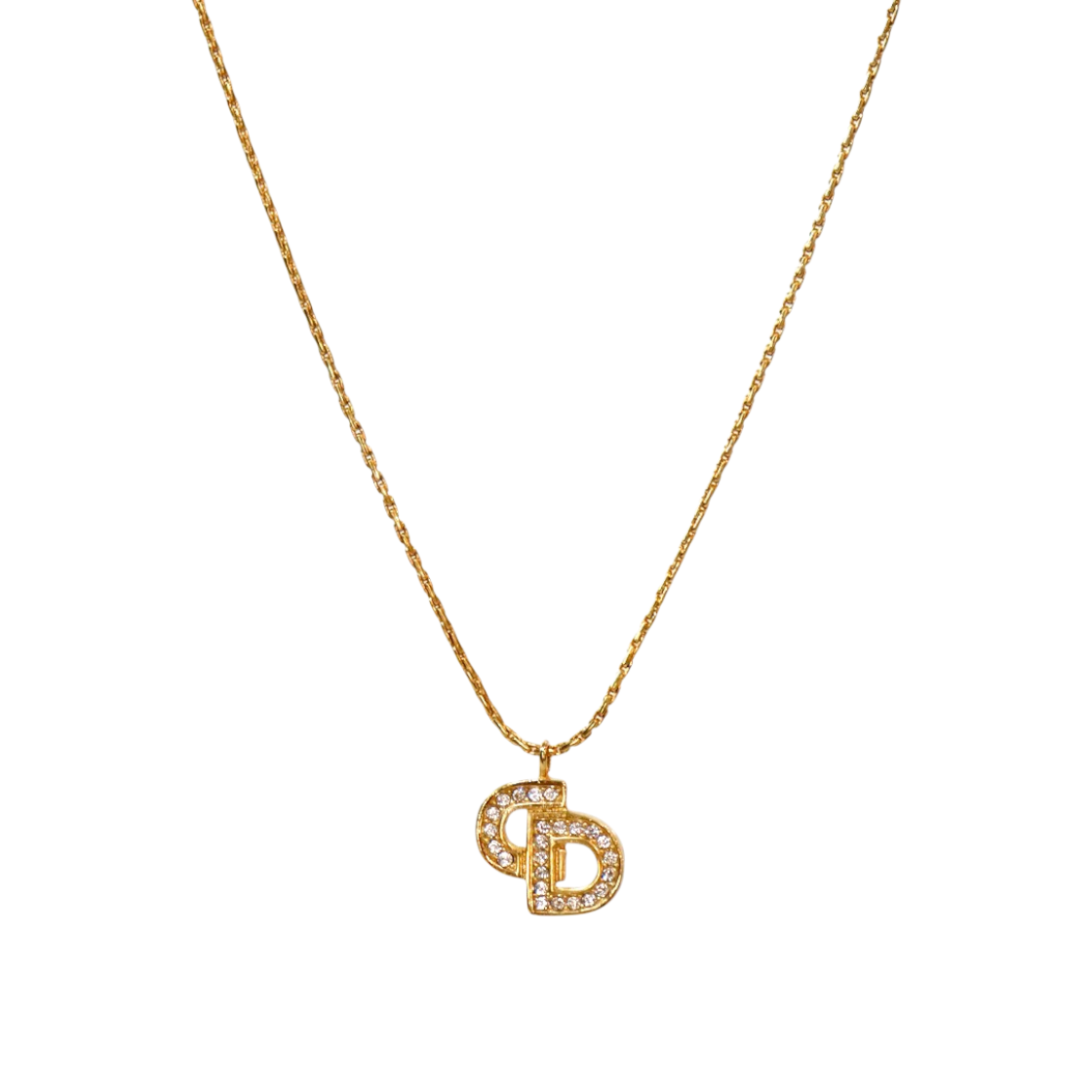 ITLEUAAWOBMR Dior Cubic CD Gold Necklace A-B54897