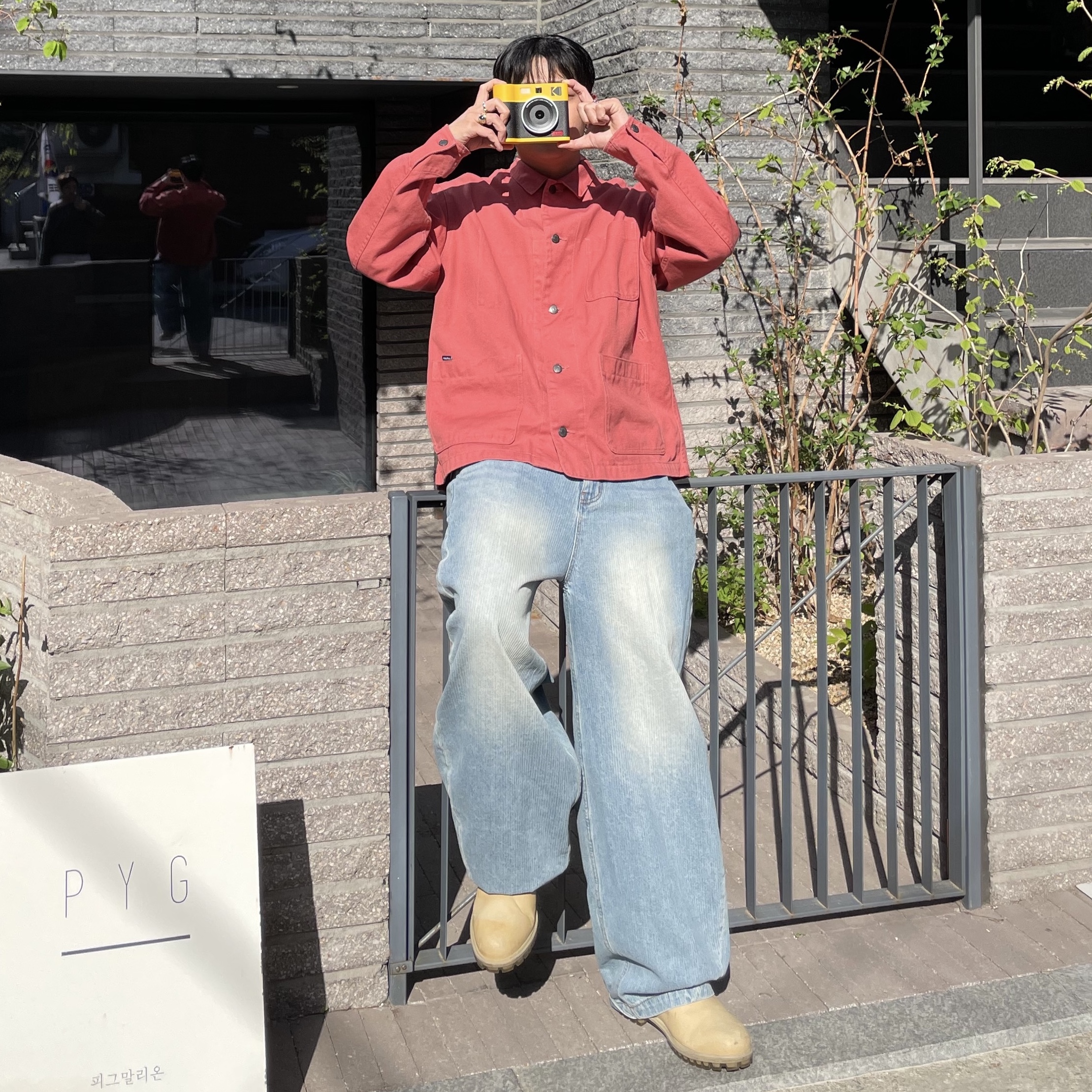 noun Corduroy Denim Pants Light Blue 착용 스타일 - 1