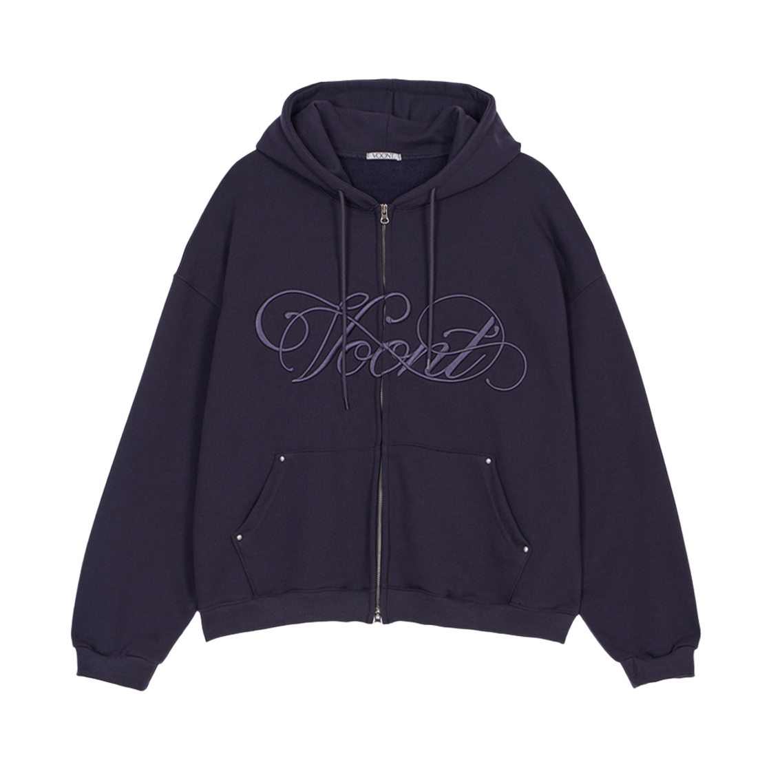 분트 레터링 엠브로이더리 후드집업 차콜(VOONT Lettering Embroidery Zip-up (CHARCOAL))