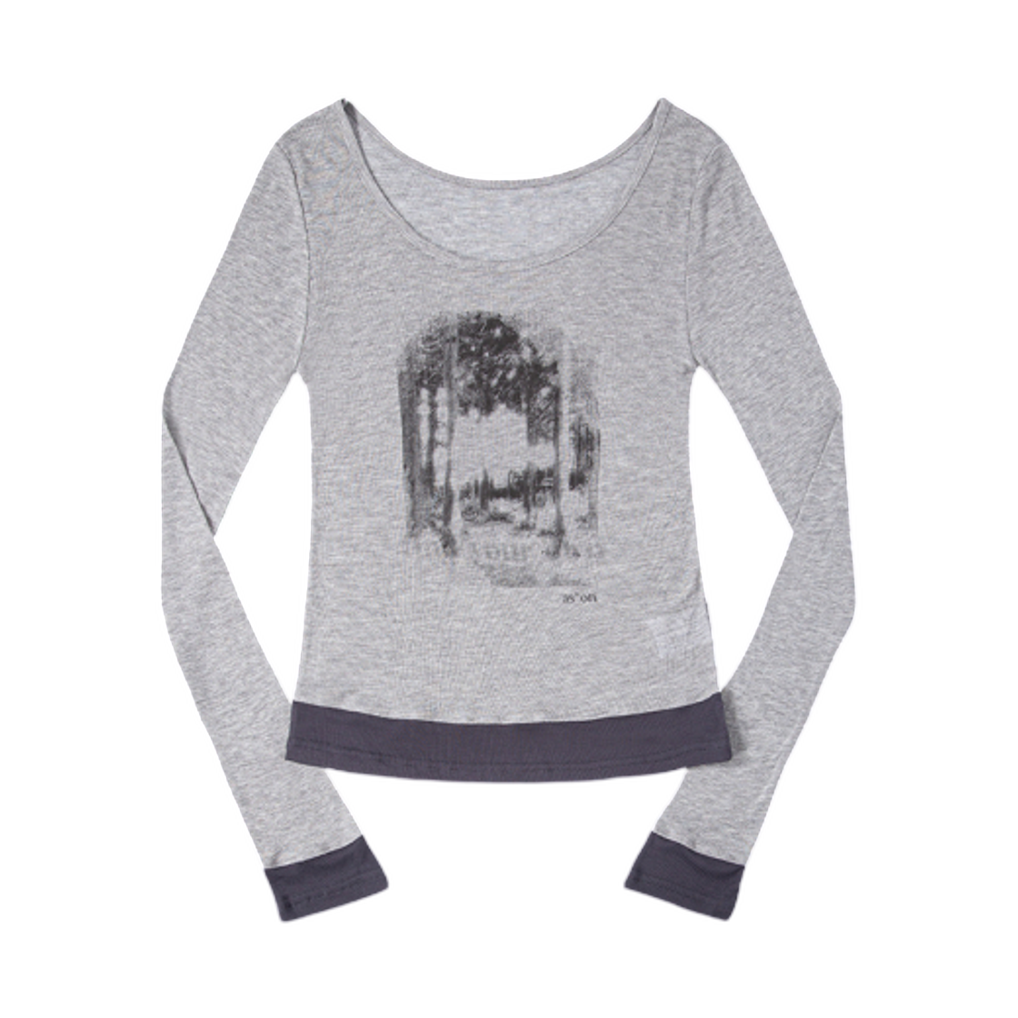 (W) 애즈온 포레스트 레이어드 티셔츠 그레이((W) Ason Forest Layered T-Shirt Gray)