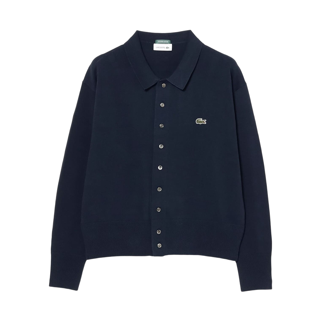 (W) 빔즈 보이 x 라코스테 폴로 가디건 마린((W) Beams Boy x Lacoste Polo Cardigan Marine) - 1