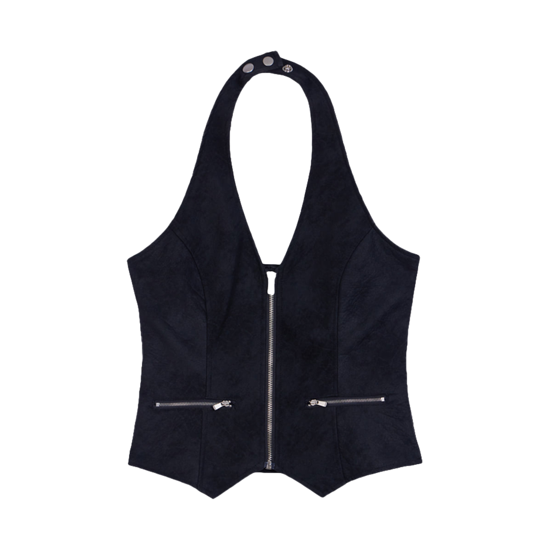 분트 홀터넥 레더 베스트 블랙(VOONT Halter-Neck Leather Vest (BLACK)) - 1