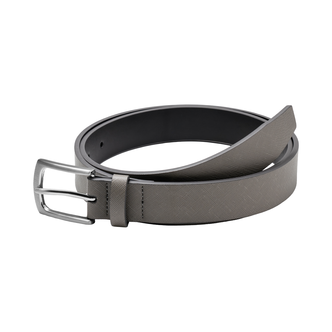 누아트스튜디오 모던 사피아노 스퀘어 레더 벨트 그레이 스크레치 실버(NUARTSTUDIO Modern Saffiano Square Leather Belt Grey Scratch Silver) - 1