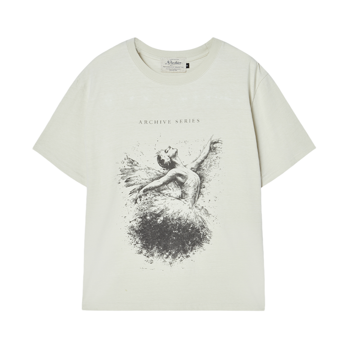 엔 아카이브 쉐도우 스완 워시드 반팔 티셔츠 아이보리(N ARCHIVE Shadow Swan Washed T-Shirt Ivory)