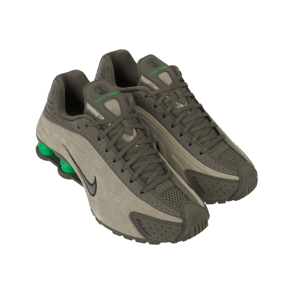 (W) 나이키 샥스 R4 올리브 카키 그린 쇼크((W) Nike Shox R4 Olive Khaki Green Shock) - 4