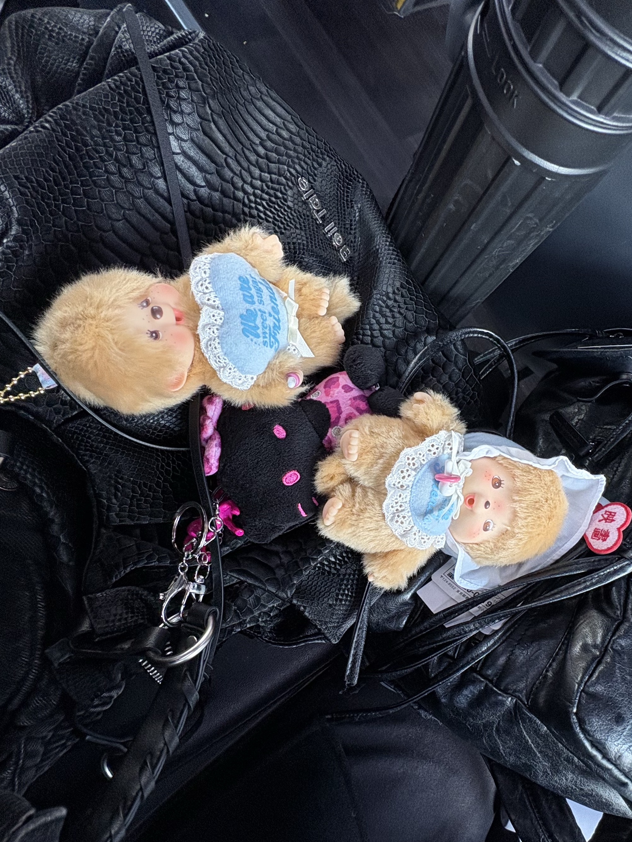 Monchhichi Sweet Sugar Bebichhichi S Boy, Monchhichi Mini Keychain Boy 착용 스타일