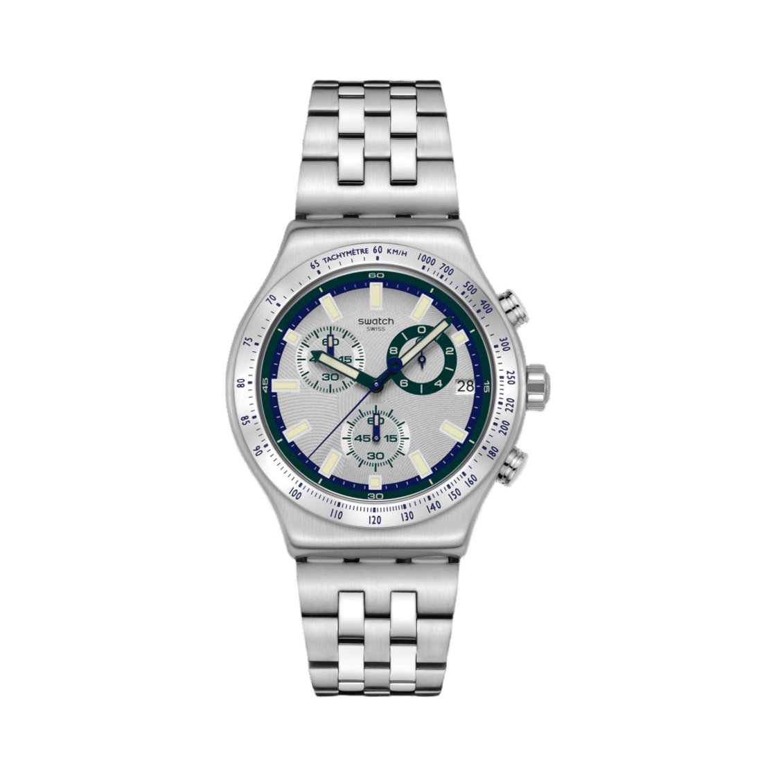 스와치 에센셜 미드나이트 인 더 미러 43mm 쿼츠 블루 그레이(Swatch Essentials Midnight In The Mirror 43mm Quartz Blue Grey) - 1