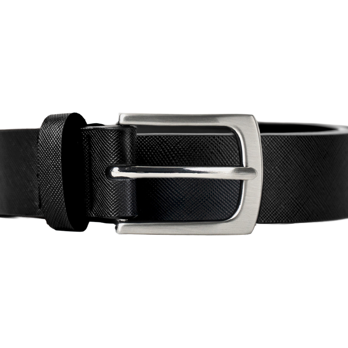 누아트스튜디오 모던 사피아노 스퀘어 레더 벨트 블랙 실버(NUARTSTUDIO Modern Saffiano Square Leather Belt Black Silver) - 2
