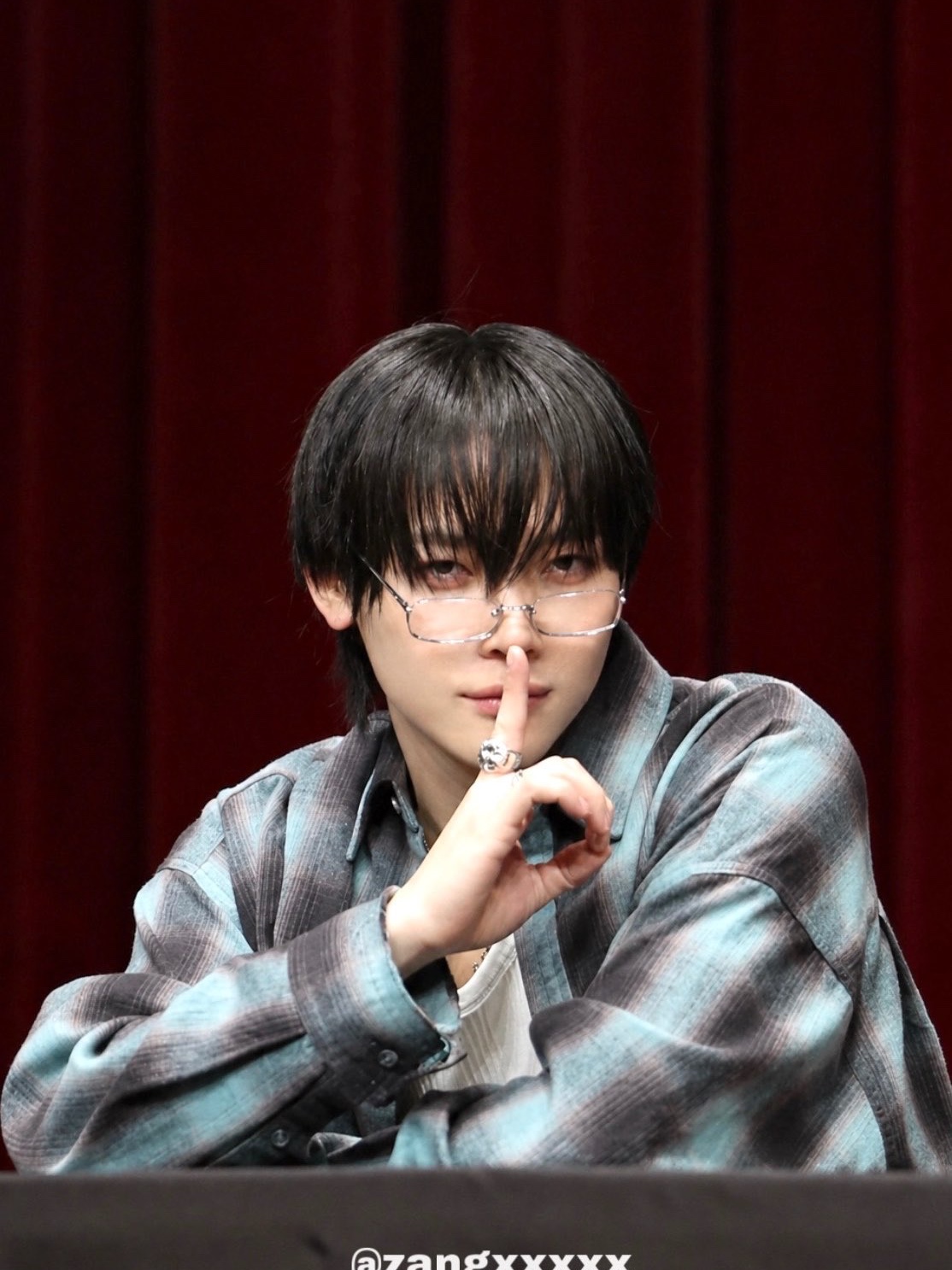 Nonnod Flexible String Check Shirt Aqua Ash 착용 스타일