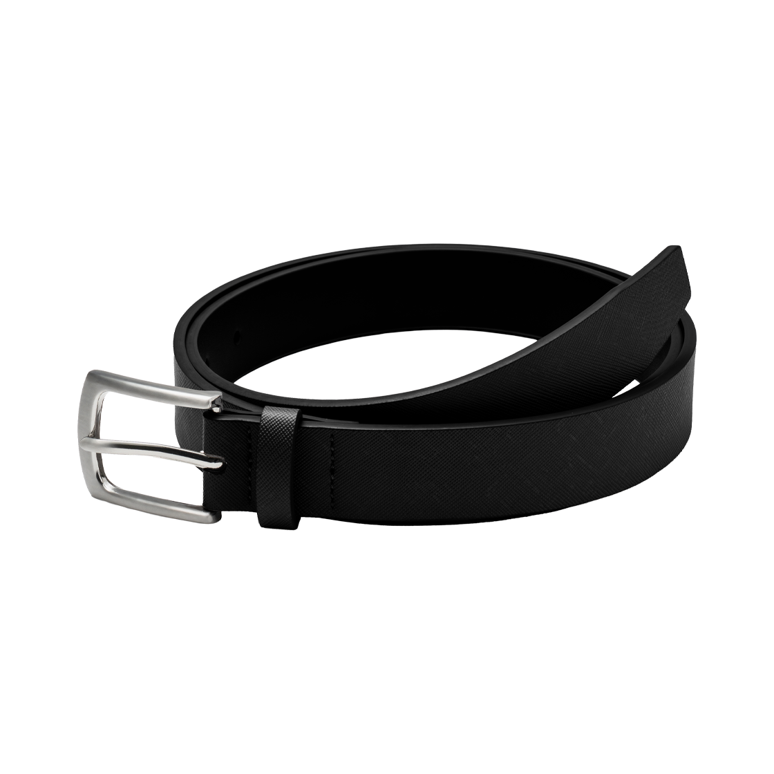 누아트스튜디오 모던 사피아노 스퀘어 레더 벨트 블랙 실버(NUARTSTUDIO Modern Saffiano Square Leather Belt Black Silver)