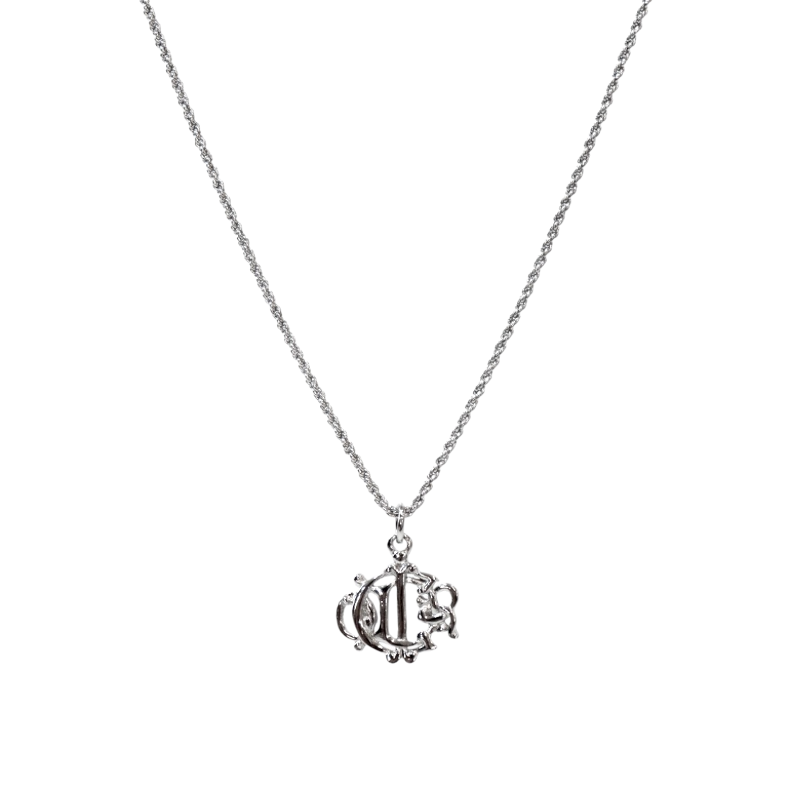 ITKDECBNJHIE Dior Emblem Logo Silver Necklace A-B54051