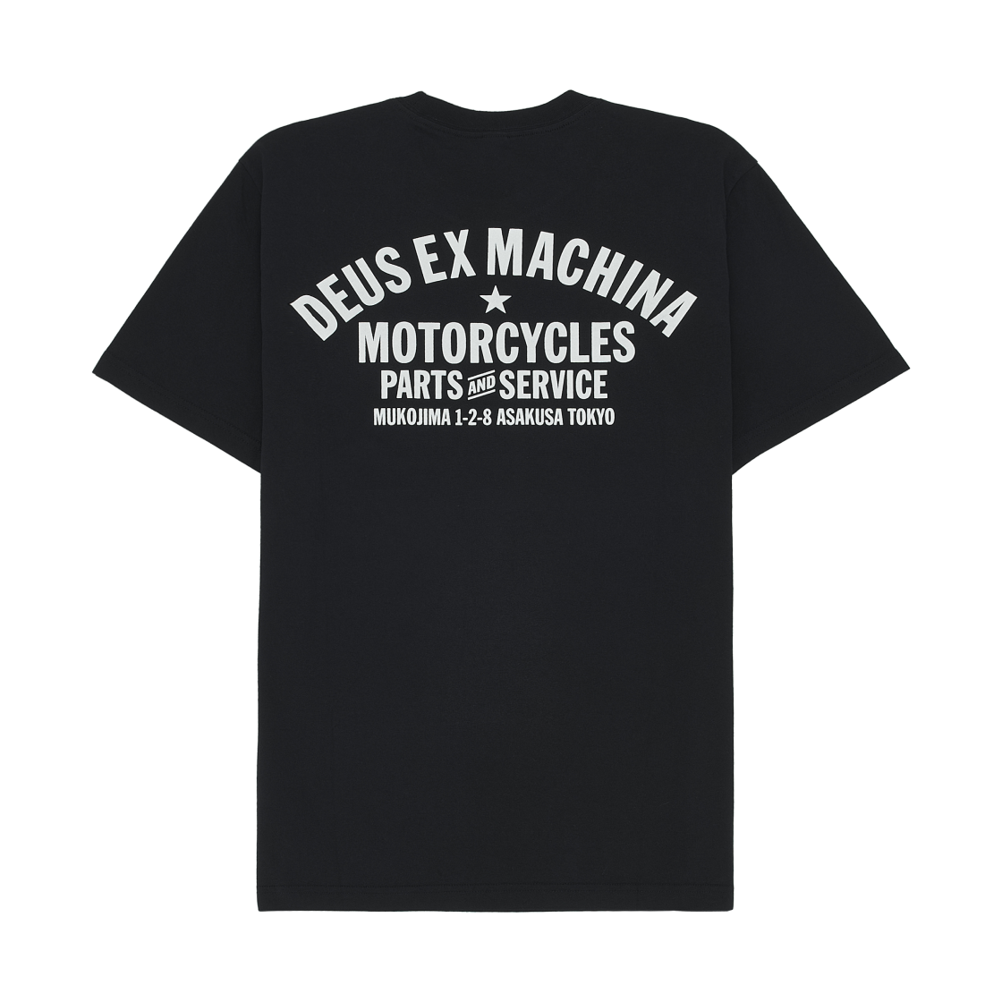 데우스 엑스 마키나 도쿄 아사쿠사 어드레스 티셔츠 블랙(Deus Ex Machina Tokyo Asakusa Address T-Shirt Black)