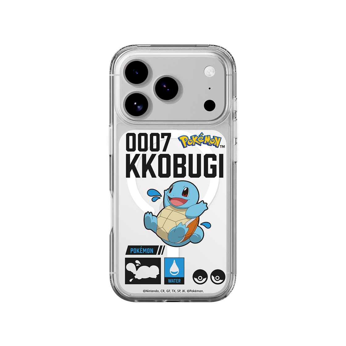 에스엘비에스 포켓몬 꼬부기 인덱스 클리어 마그넷 케이스 for iPhone17 Series(SLBS Pokémon Squirtle Index Clear Magnet Case for iPhone17 Series)