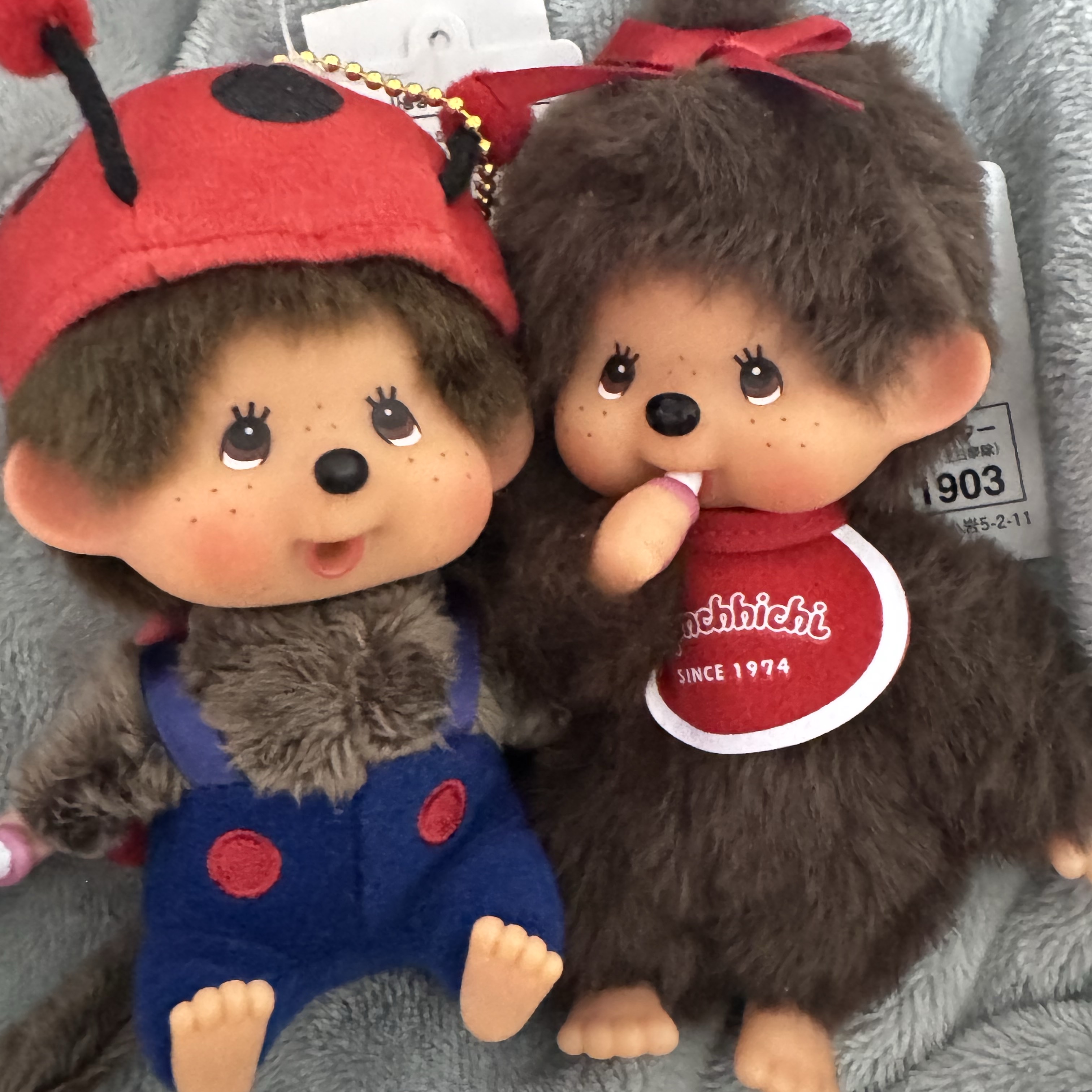Monchhichi Bighead SS Ladybug Key Chain, Monchhichi SS Girl Key Chain Brown 착용 스타일