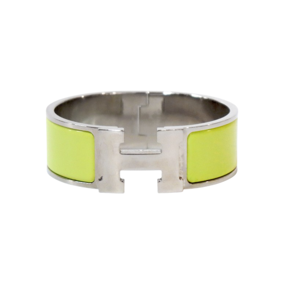 IT2RWFK3LWJF Hermes Green Click H Bracelet Silver C-B53902
