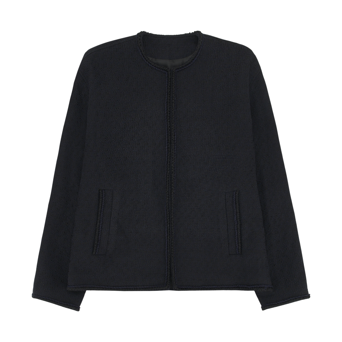 솔리드 옴므 라운드넥 트위드 자켓 블랙 - 26SS(Solid Homme Round Neck Tweed Jacket Black - 26SS)