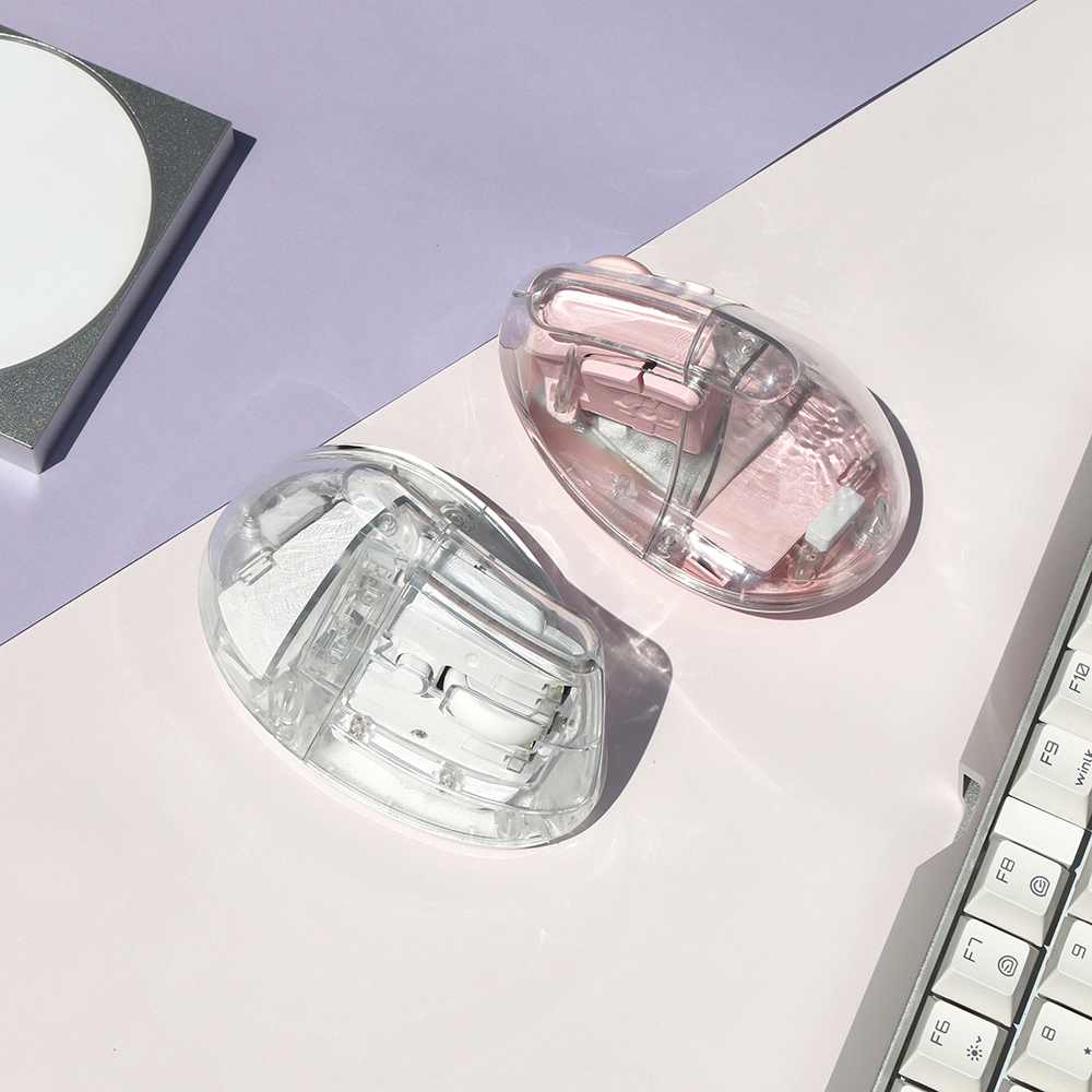 오브룸 버티컬 마우스 물방울 투명 무선 저소음 블루투스 인체공학 OV-WM01(OVROOM OV-WM01 Transparent Vertical Wireless Mouse: Silent & Ergonomic Dual Mode) - 6
