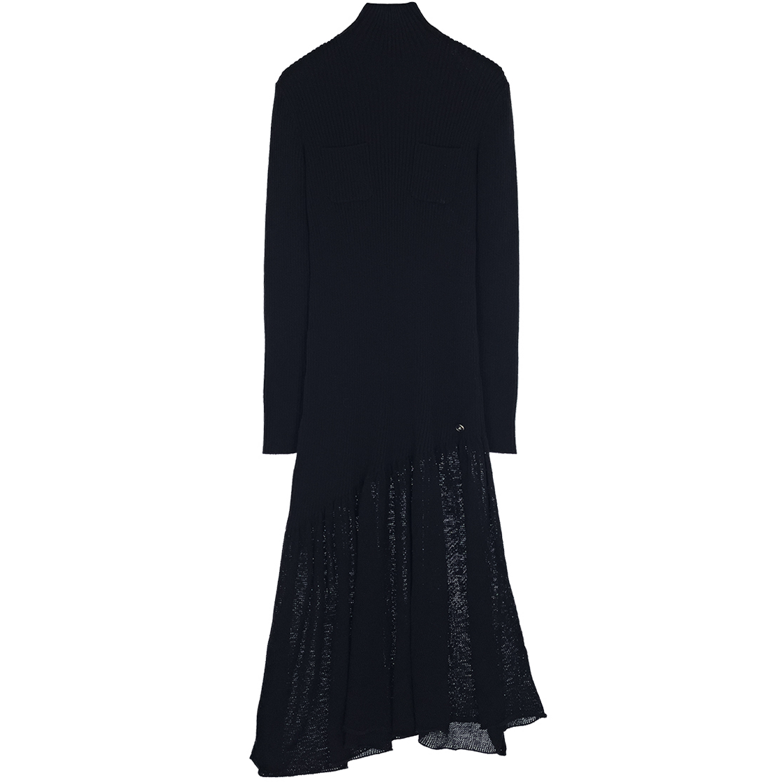 샤넬 24K 모크넥 롱슬리브 풀오버 드레스 36 블랙 (6ET0684)(Chanel 24K Mock Neck Long Sleeve Pullover Dress Black 6ET0684) - 1