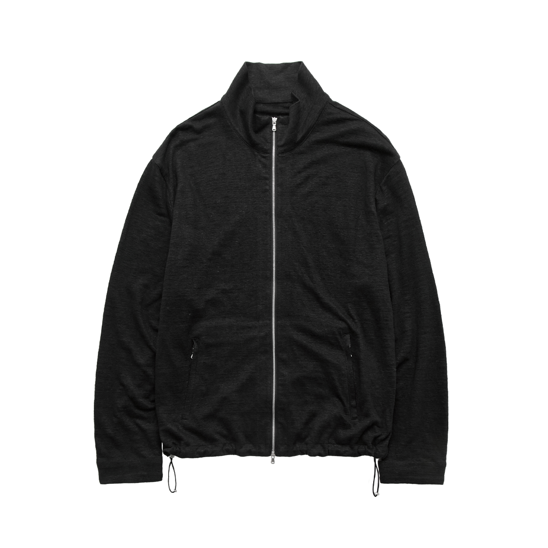 폴리테루 실키 린넨 저지 집업 블랙(Polyteru Silky Linen Jersey Zip Up Black)