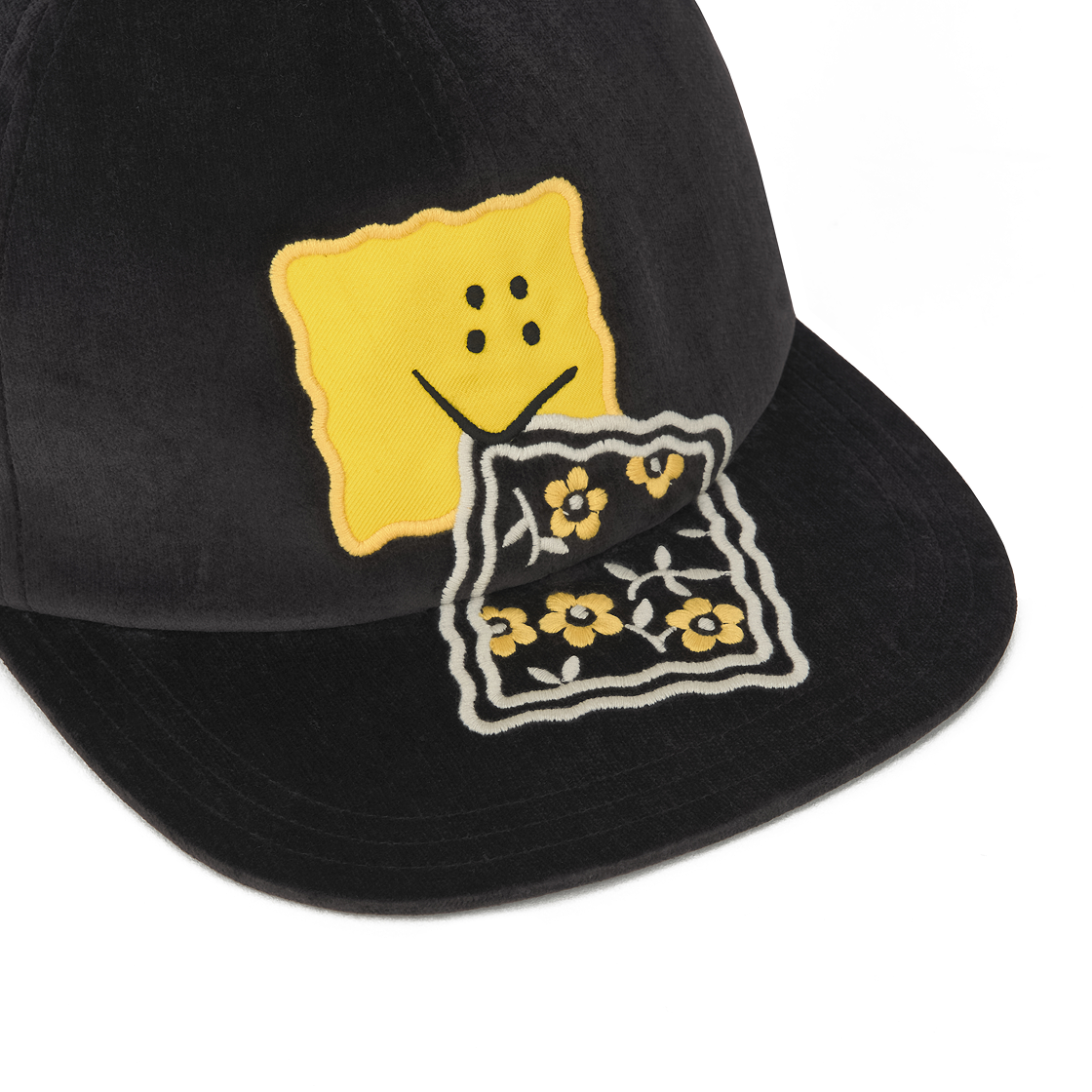 캐피탈 벨베틴 베이스볼 캡 패키쉬 레인보우 자수 블랙(Kapital Velveteen Baseball Cap Peckish Rainbow Embroidery Black) - 4