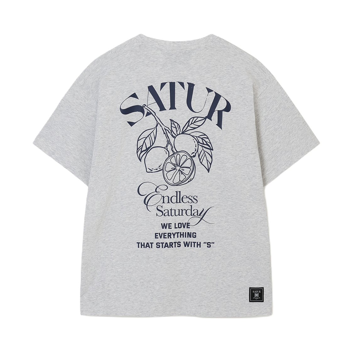 세터 시트론 백 로고 반팔 티셔츠 멜란지 화이트(SATUR Citron Back Logo T-Shirt Melange White) - 2