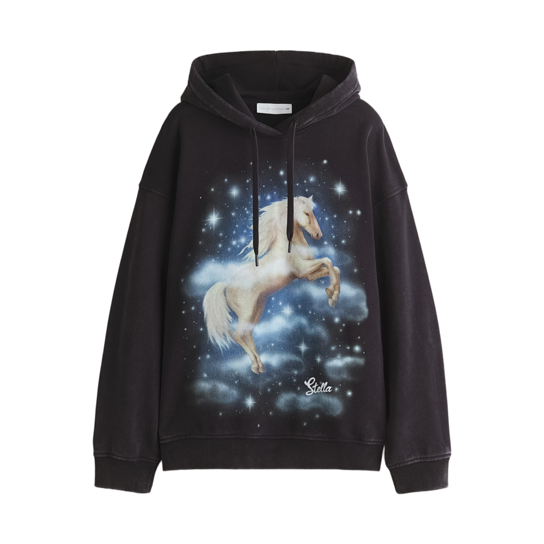 (W) 에이치앤엠 x 스텔라 맥카트니 프린트 코튼 후드 블랙((W) H&M x Stella McCartney Printed Cotton Hoodie Black)