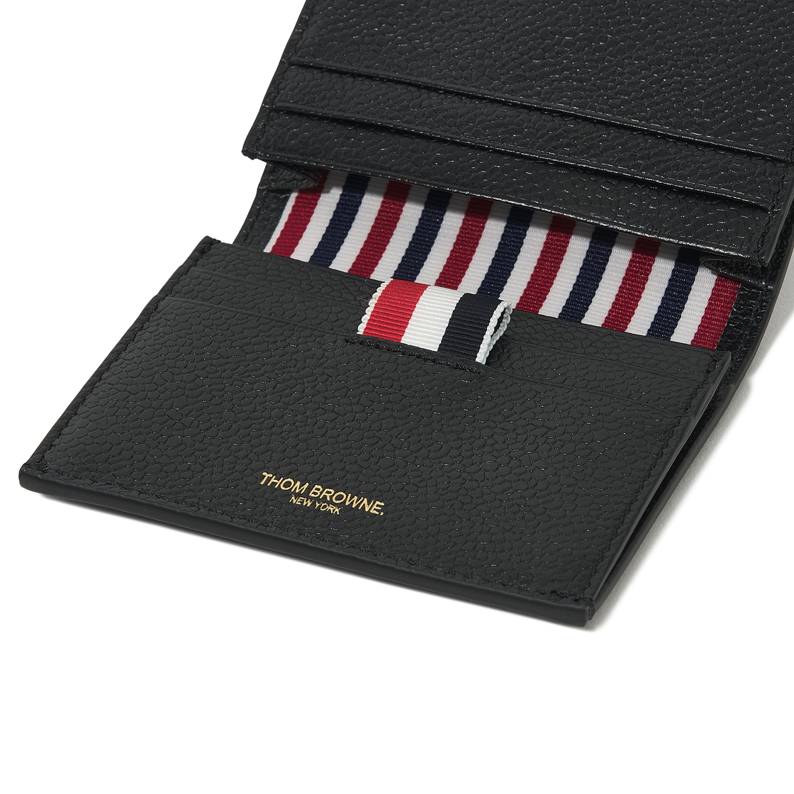 톰브라운 페블 그레인 레더 더블 카드 홀더 블랙(Thom Browne Pebble Grained Leather Double Card Holder Black) - 4