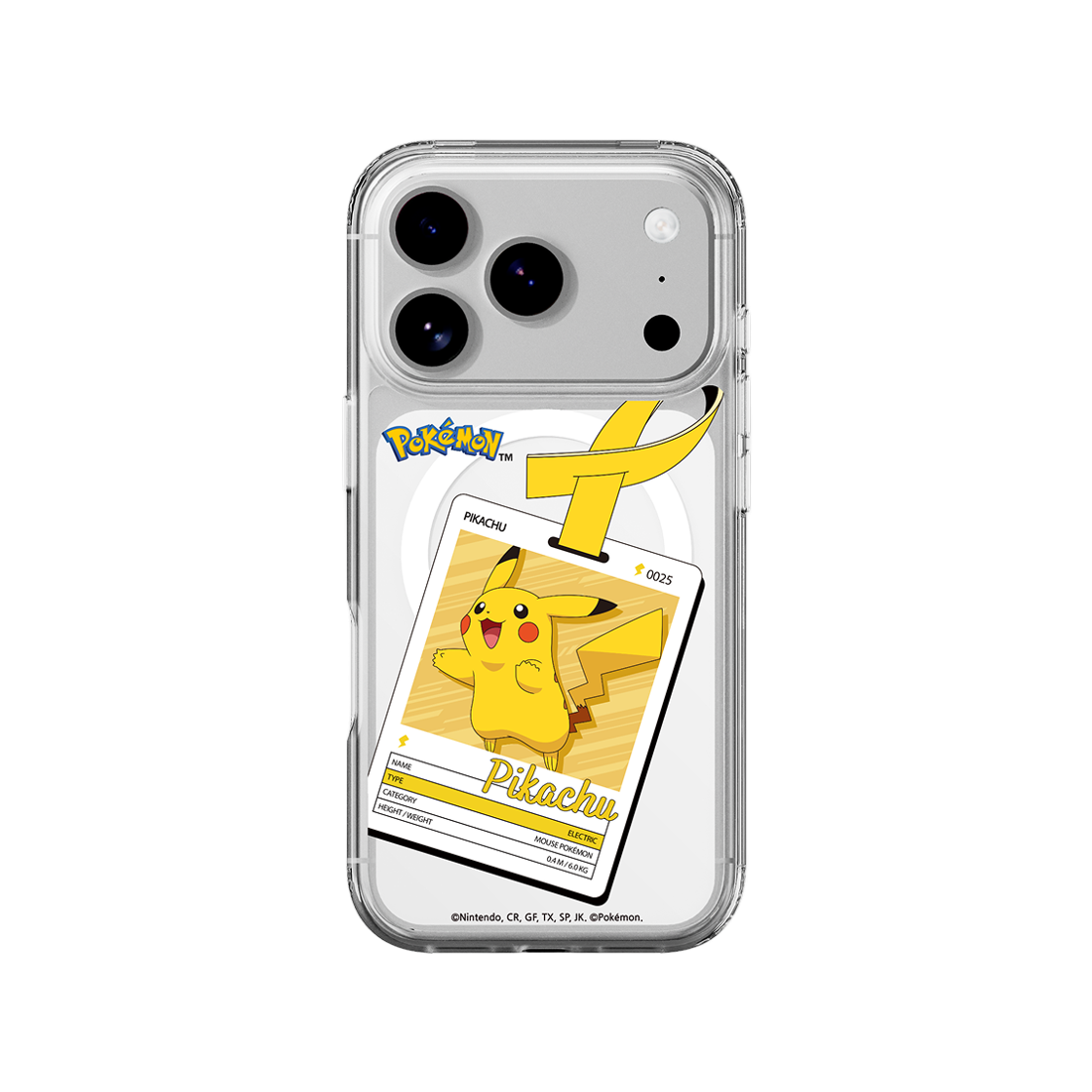 에스엘비에스 포켓몬 피카츄 네임택 클리어 마그넷 케이스 for iPhone17 Series(SLBS Pokémon Pikachu Name tag Clear Magnet Case for iPhone17 Series)