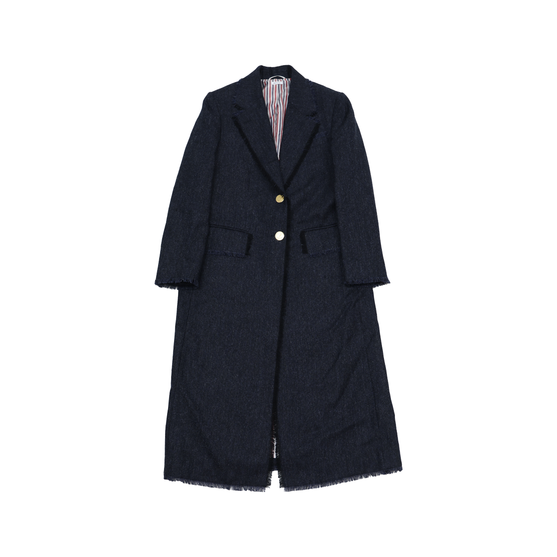 톰브라운 솔리드 도네갈 트위드 와이드 라펠 오버코트 네이비(Thom Browne Solid Donegal Tweed Wide Lapel Overcoat Navy)