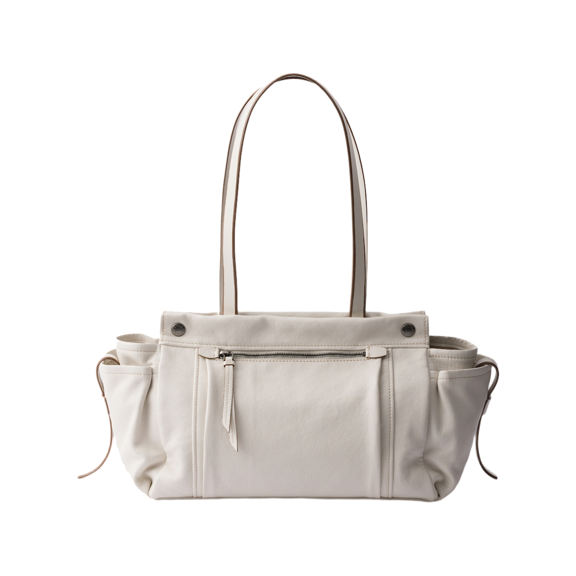 프라다 루트 라지 레더 토트백 초크 화이트(Prada Route Large Leather Tote Bag Chalk White) - 2