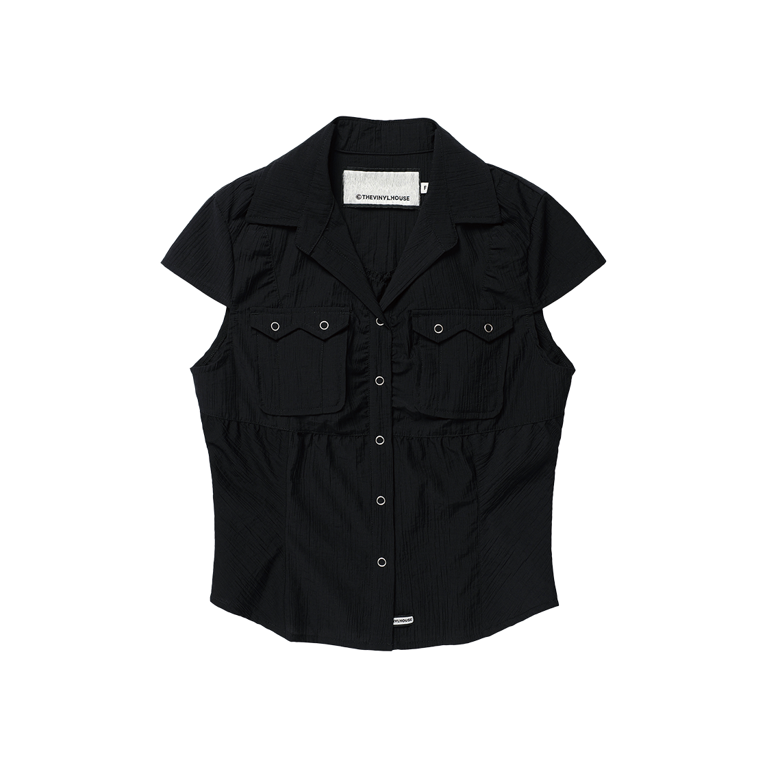 (W) 더바이닐하우스 쁘띠 하프 셔츠 블랙((W) Thevinylhouse Petit Half Shirts Black)