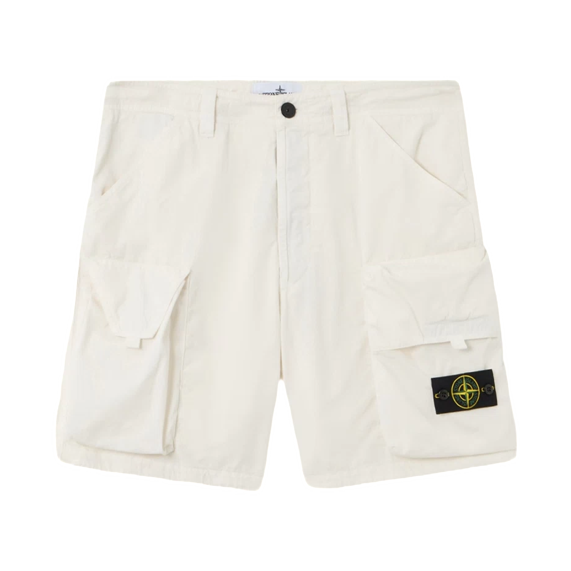 L1S15L1000-09S0318-V0093 Stone Island L100009 Cotton Nylon Micro Ripstop Loose-Wide-Leg-Fit Cargo Shorts with Drawstring Waist Ivory - 26SS