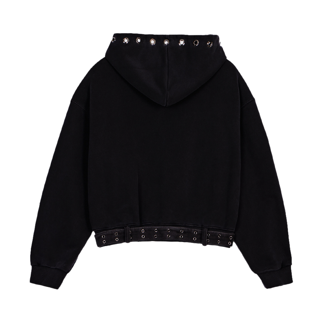 분트 아일렛 벨트 후드집업 블랙(VOONT Eyelet Belt Hood Zip-up (BLACK)) - 2