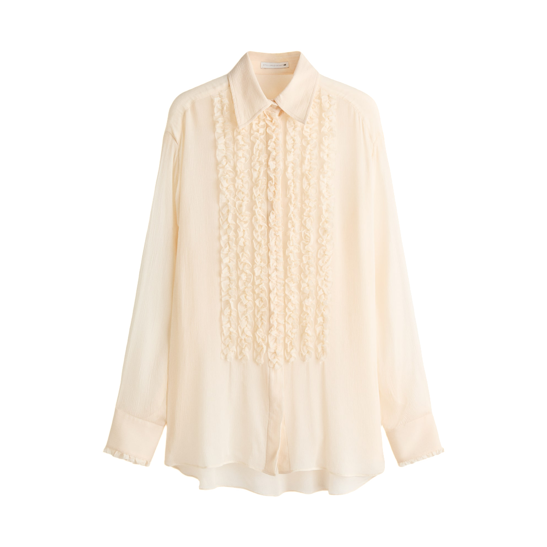 (W) 에이치앤엠 x 스텔라 맥카트니 실크 블렌드 셔링 빕 블라우스 크림((W) H&M x Stella McCartney Silk-blend Shirred Bib Blouse Cream) - 1
