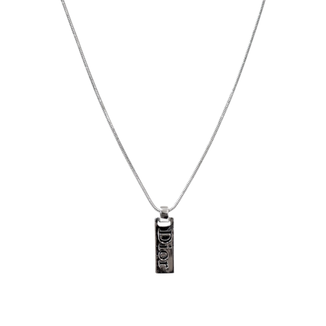 IT9CE7H96IJQ Dior Black Plate Silver Necklace A-B54105