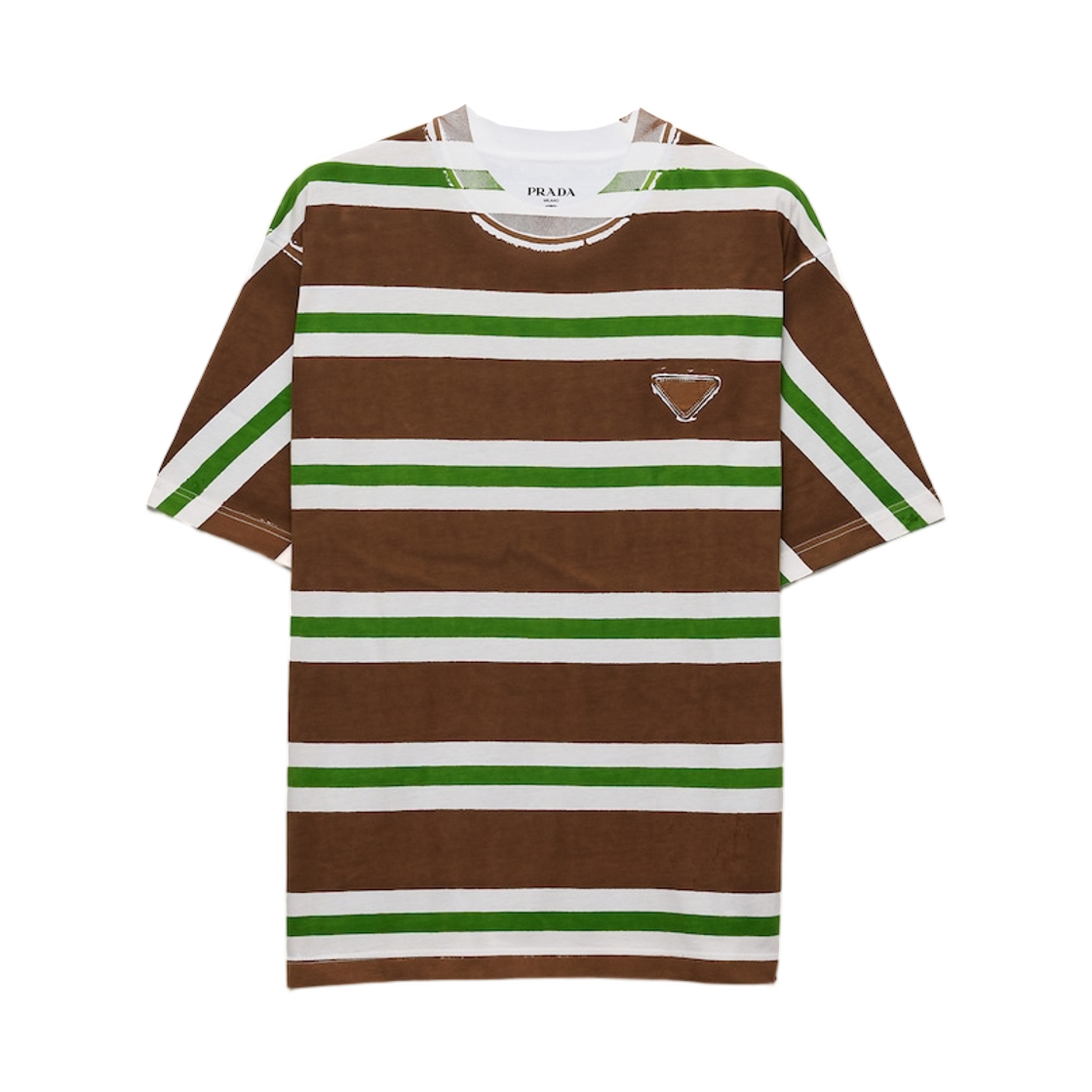 프라다 프린티드 코튼 티셔츠 코코아 펀(Prada Printed Cotton T-Shirt Cocoa Fern) - 1