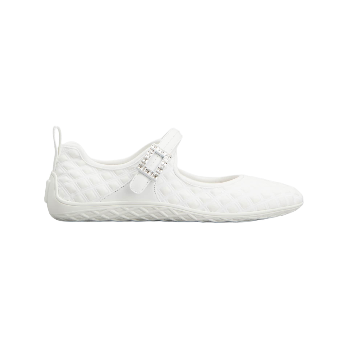 (W) 로저 비비에 패브릭 비브 로우 메리 제인 화이트((W) Roger Vivier Viv Low Mary Janes in Fabric White)