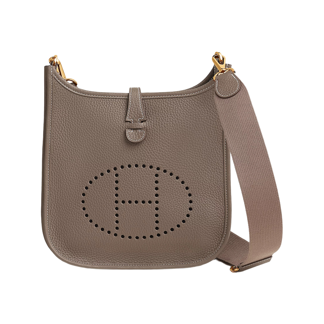 H087941CC18 Hermes Evelyne 23 Poche III Bag Clemence & Yellow Gold Etoupe