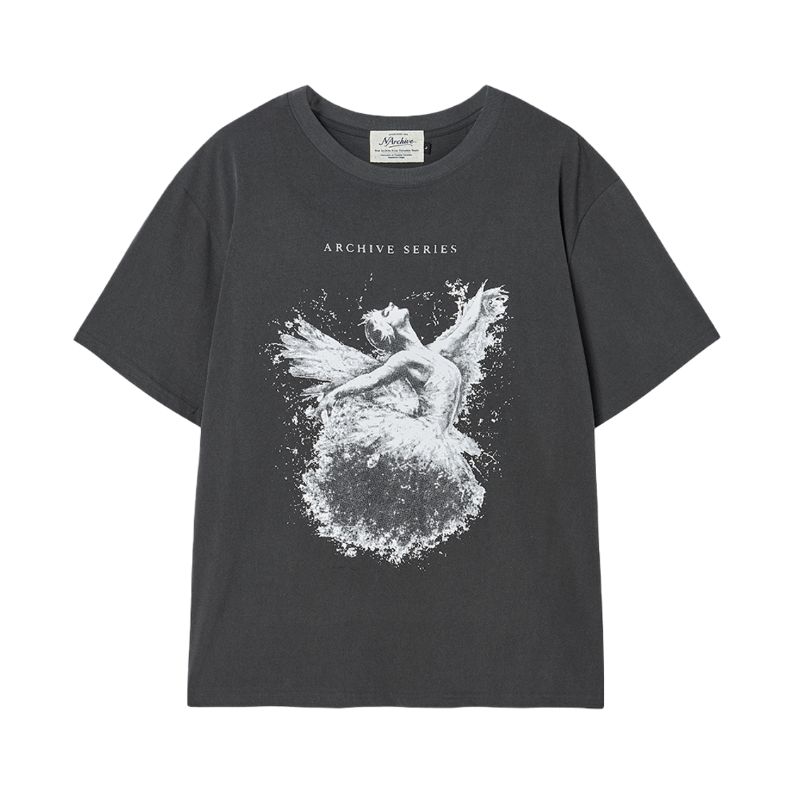 엔 아카이브 쉐도우 스완 워시드 반팔 티셔츠 워시드 차콜(N ARCHIVE Shadow Swan Washed T-Shirt Washed Charcoal)