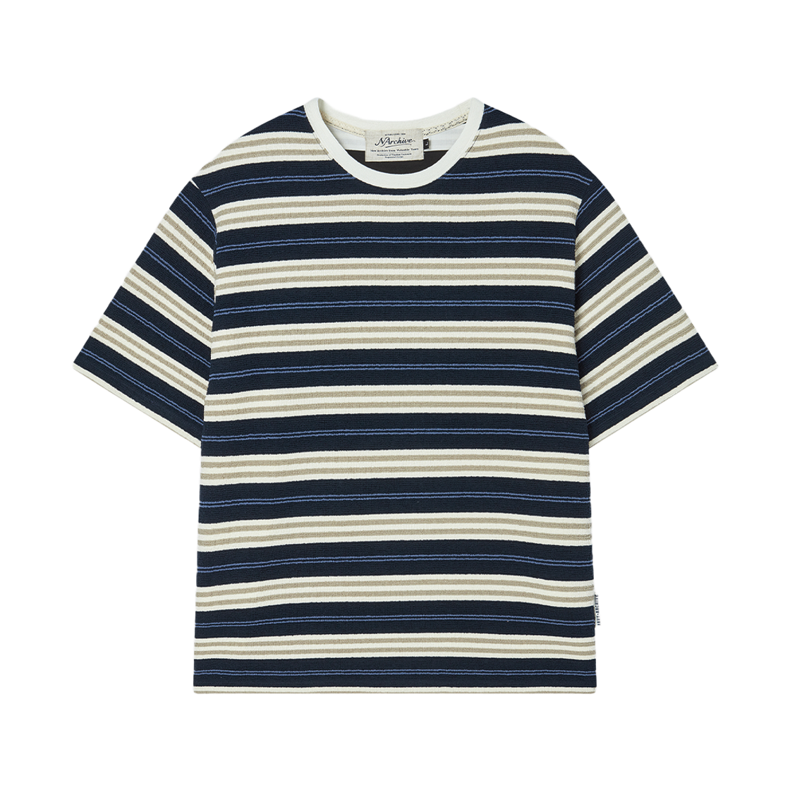 엔 아카이브 에어리 스트라이프 반팔 니트 네이비(N ARCHIVE Airy Stripe Knit Tee Navy)
