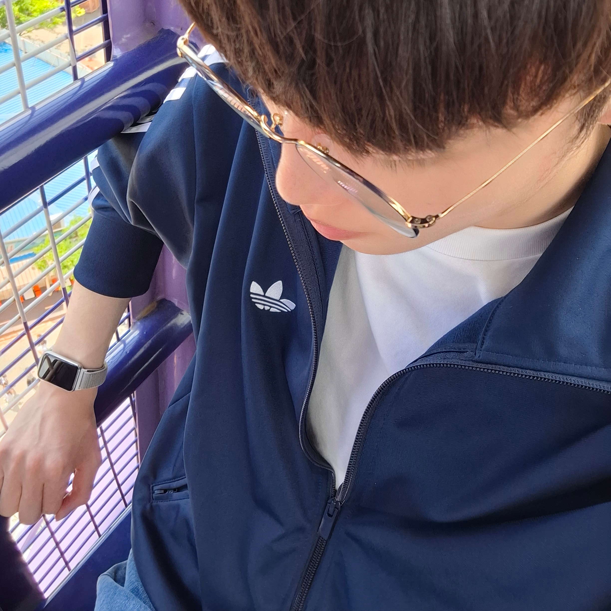 Samsung Galaxy Fit3 40mm Bluetooth Silver, Adidas Originals Firebird Track Top Night Indigo - KR Sizing 착용 스타일