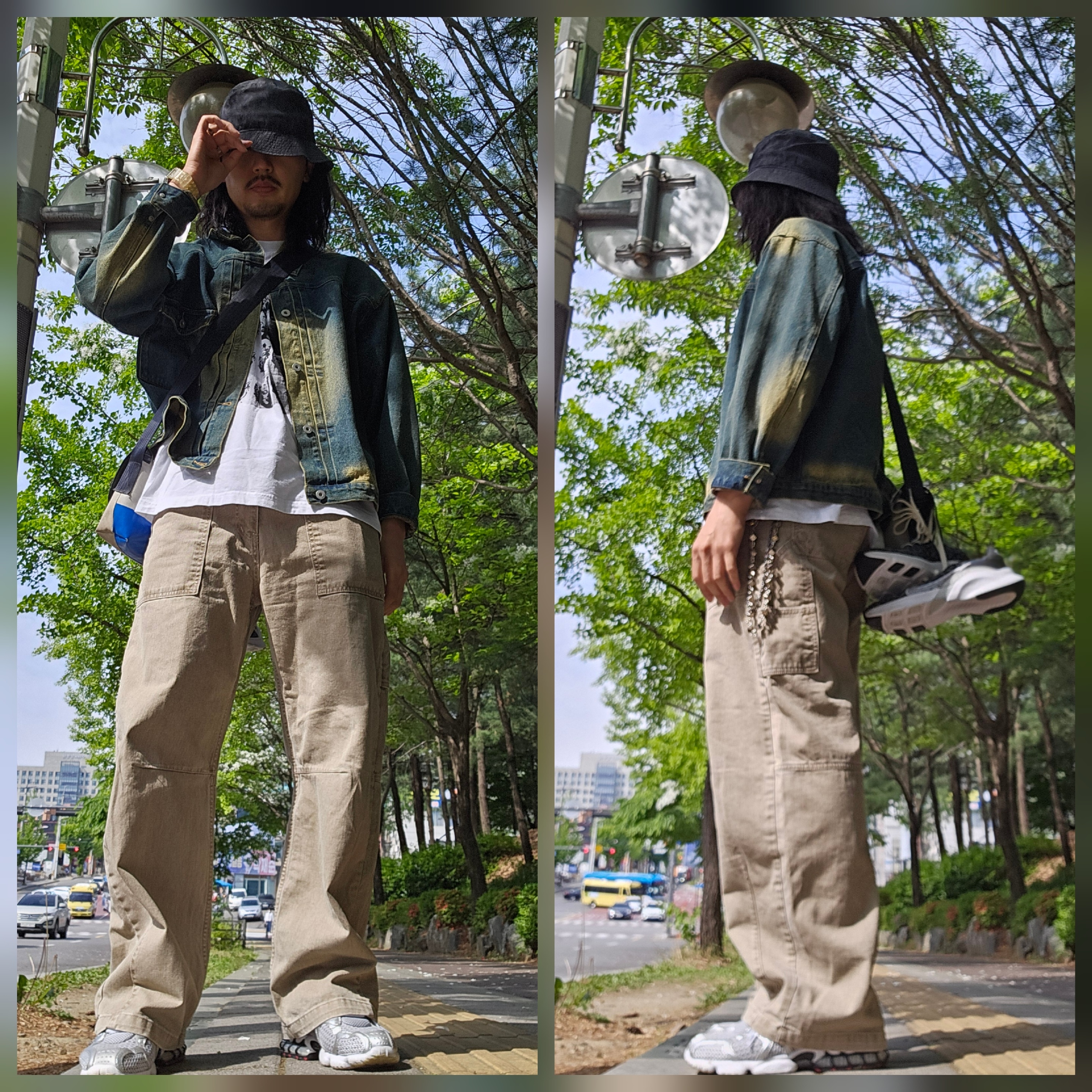 [S등급] FREITAG Unisex F41 HAWAII FIVE O 0051 Crossbag, Nike NRG Bucket Hat Black 착용 스타일